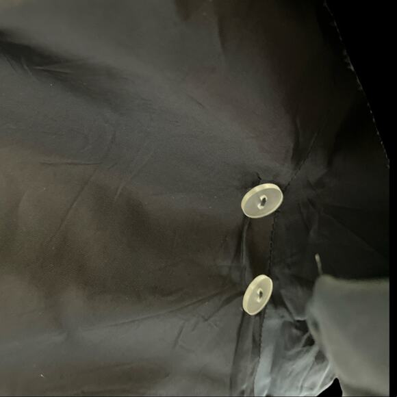 Darcy Vintage 80s Black Formal Satin Taffeta Puff Sleeves Wrap Blouse S - Picture 5 of 8